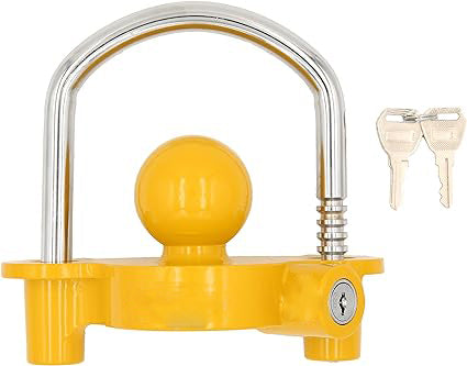 Trailer Hitch Storage Security Lock, Heavy Duty Universal Adjustable Coupler Lock - Yellow