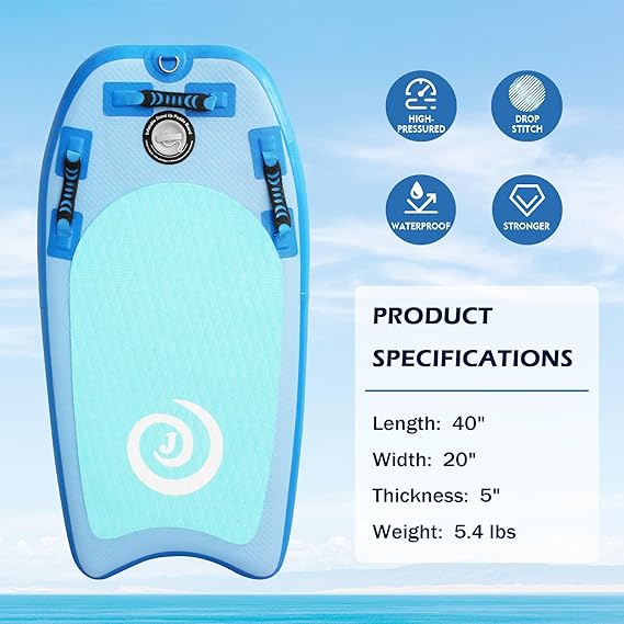 Surfboards with Drop-Stitch Technology Body Boards for Beach River, ride the waves and soft enough to prevent injuries caused by traditional rigid/hardshell surfboards.