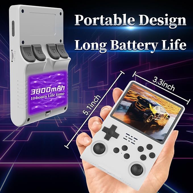 15000+ HD Games Mini Portable Video Game Console, 3.5-Inch IPS Screen, 256GB Memory,Built in 45 Emulators,3800m