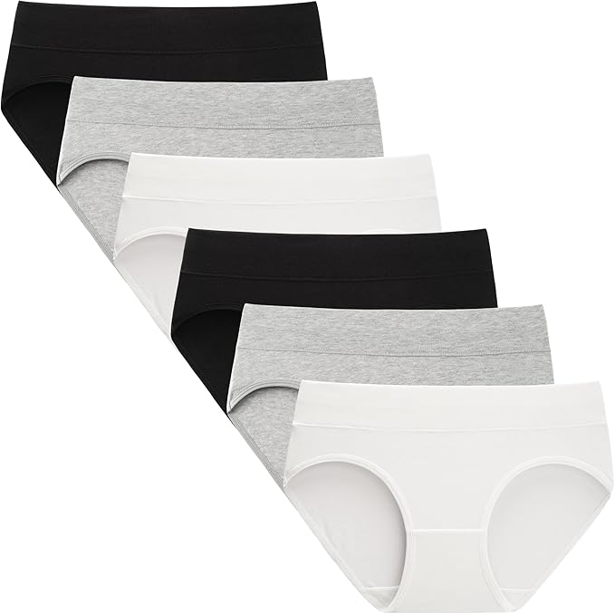 The wide double-layer waistband of kids underwear won't roll up or down, staying in place all day, Cotton Underwear Comfy Mid Rise Panties Breathable Briefs for Teens 6 Pack