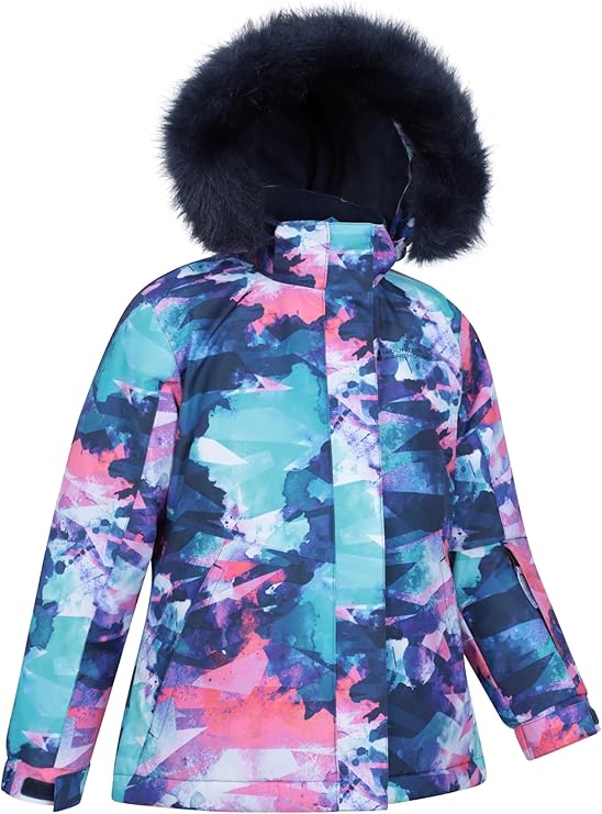 Extra Warmth - Insulated and fleece lined for extra warmth on your winter ski holiday, Glacial Printed Kids Water-resistant Snow Jacket
