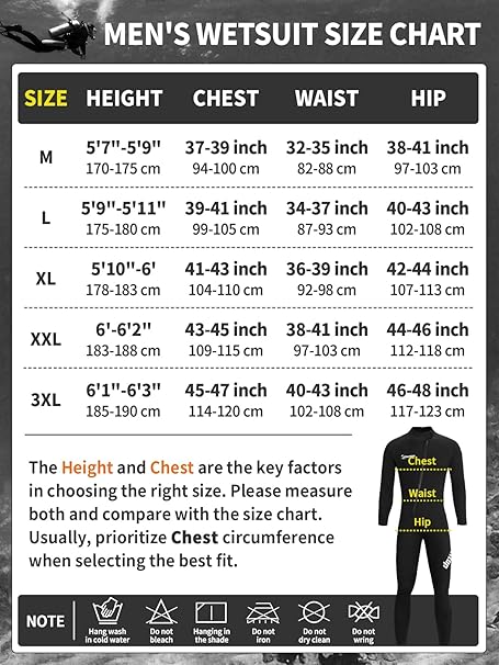 The high-quality neoprene & nylon fabric provide UPF50+ sun protection, and can also prevent jellyfish and coral reefs from scratching, Long Sleeve One Piece Dive Skin Front Zip UPF50+ Thermal Thicken Swimwear for Scuba Surfing