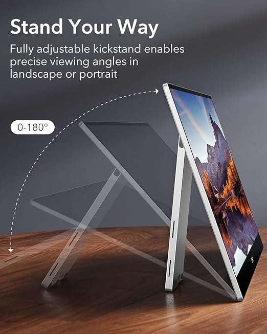 sleek design lets you enjoy the convenience of a secondary screen anytime, anywhere, 15.6 Inch Portable Monitor, for Laptops Screen Extender, Ultra-Slim 1080P Monitor with Adjustable Stand, Computer Monitor