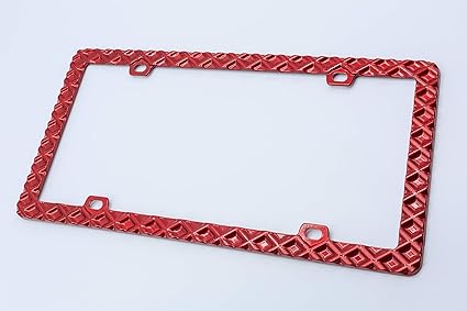 3D Waffle Pattern Red License Plate Frame