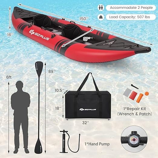 anti-slip floor is high strength and resistant to high pressure for a long lifespan. Carry Bag, Repair Kit, Portable Touring