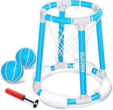 durable meterial and features a strong net, ensuring high-quality performance and longevity.  Floating Basketball Pool Game, Swimming Pool Floats Toys with Balls Pump,