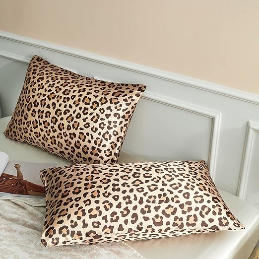 Gold Leopard Printed Pillow Cases Set of 2