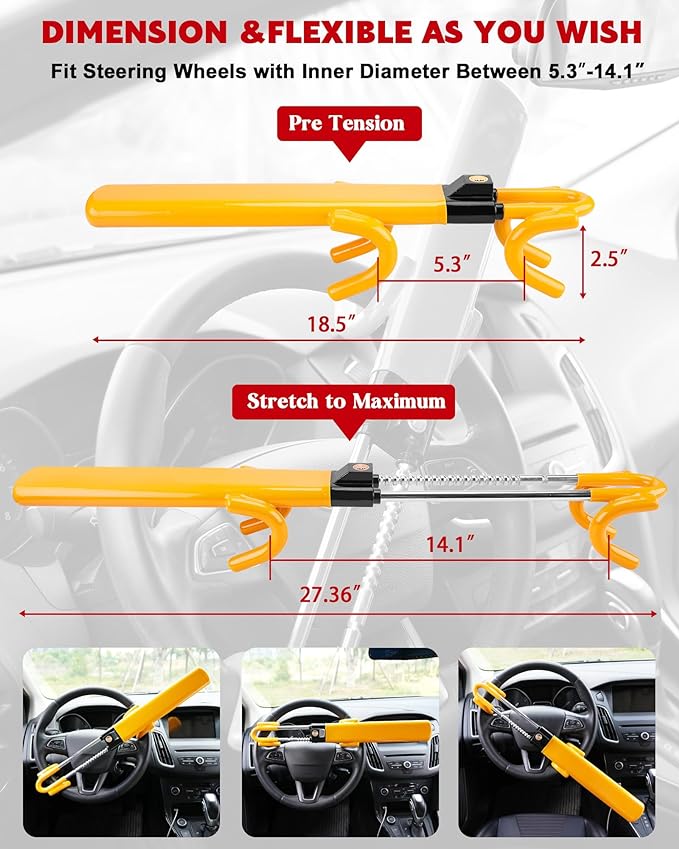Car Wheel Lock Anti Theft for Vehicle Truck with 3 Keys-Wheel Lock Anti-Theft Car Device Heavy Duty Security Car Lock