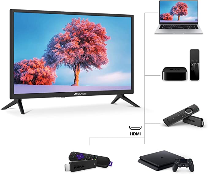 - TV 24 inch HD 720P LED Small TV with Built-in HDMI, USB, AV in, Optical Ports, Ideal for Kitchen Bedroom and Home