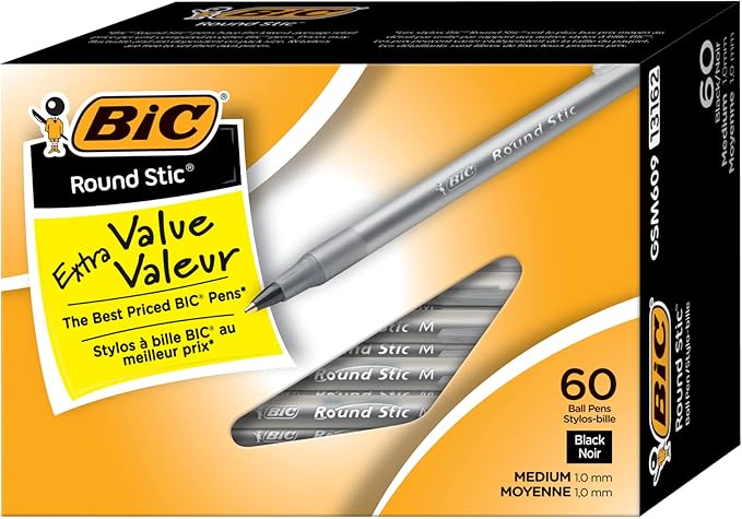 very time with very reliable performance in the office, at the home, at school and in the field, Extra Life Black Ballpoint Pens, Medium Point (1.0mm), 60-Count Pack of Bulk Pens,