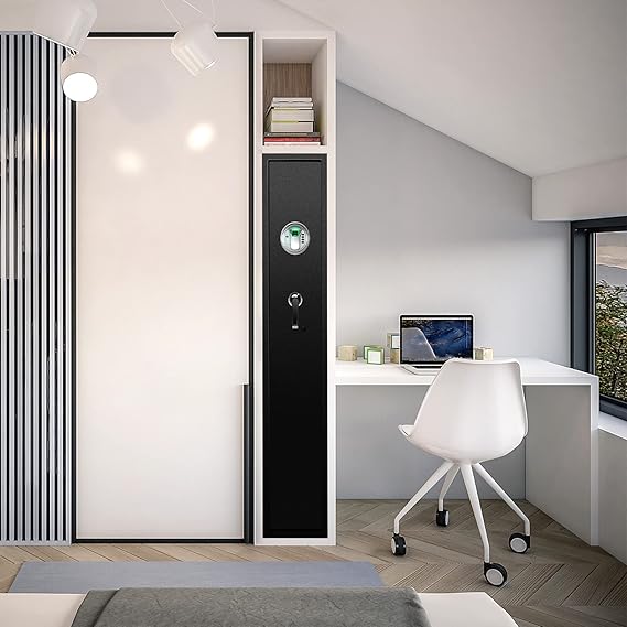 this rifle safe offers advanced security features while making it easy for you and your family to access the stored rifles quickly,  3 Pistols Quick Access Biometric Safe Locker with Fingerprint System, Digital Keypad & Emergency Keys