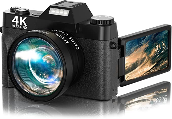 Vlogging Camera, Acoletty Digital Camera for Photography, YouTube Vlog Camera 4K Ultra HD 48MP with SD Card, 16X Digital Zoom, 180 Degree 3