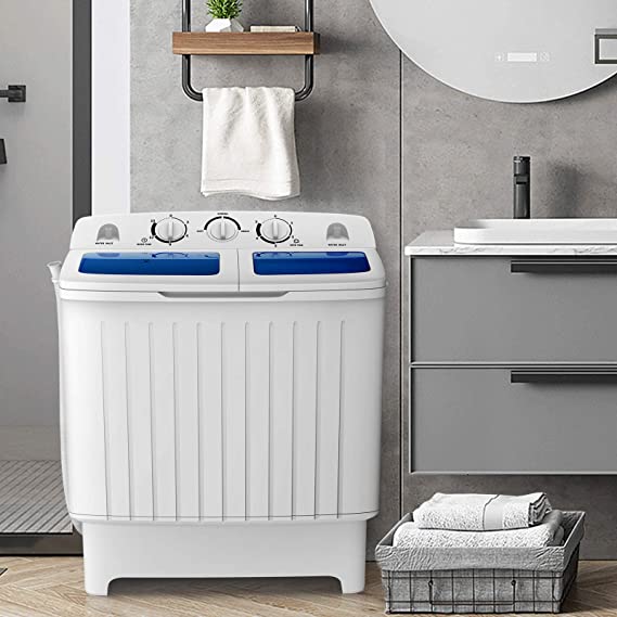 Portable Washing Machine, Twin Tub 17.6Lbs Capacity, Washer(11Lbs) and Spinner(6.6Lbs), Durable Designe