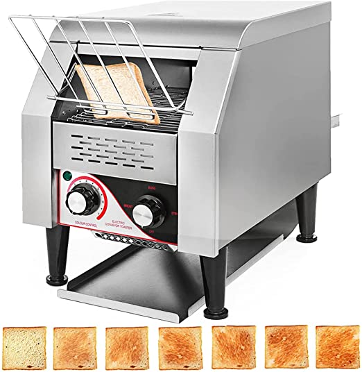 VEVOR Commercial Conveyor Toaster, 150 Slices/Hour, 1340W Stainless Steel Heavy Duty Industrial Toasters w/ 7 Speed Options, Countertop Electric Restaurant Equipment for Bun Bagel Bread Baked Food
