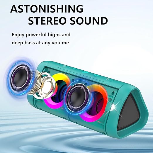 wireless speaker light up your party to make it more atmospheric and energetic,  Deep Bass, IPX5 Waterproof, 20H Playtime, Portable Wireless Speaker with Built-in Mic, for Party