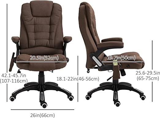 Office Desk Chair with Massage Lumbar Support, Vintage Style Armchair PU Leather E-Sports Chair with Retractable Footrest