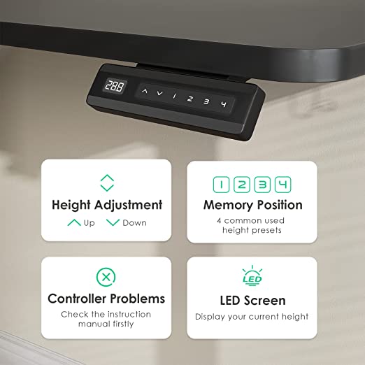 48 * 24 Inches Height Adjustable Desk, Memory Preset Controller, Electric Standing Desk