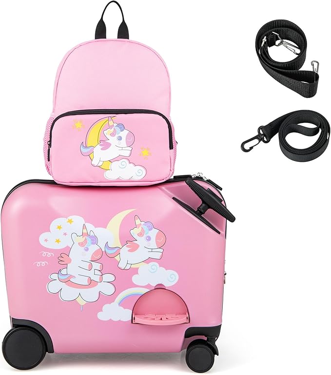 Kids can also pull to move the suitcase, which is easy to move around while saving labor.Hard Shell Carry-on Luggage, Anti-Lost Adjustable Strap, Airplane Approved,