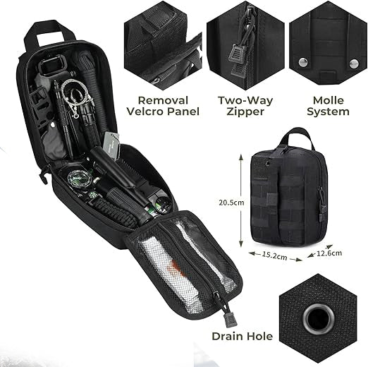 professional survival kit,Tools Survival Gear and Equipment with Molle Pouch