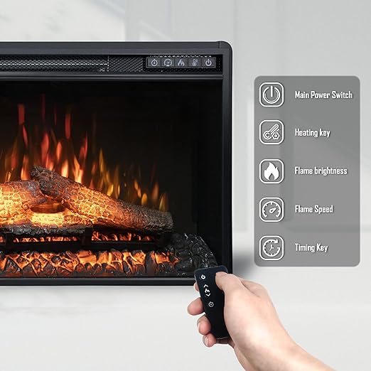 electric heater that warms your home quickly or just decorates without heating for your home. 26 Inches Electric Fireplace, Recessed Fireplace Electric with Remote Control,