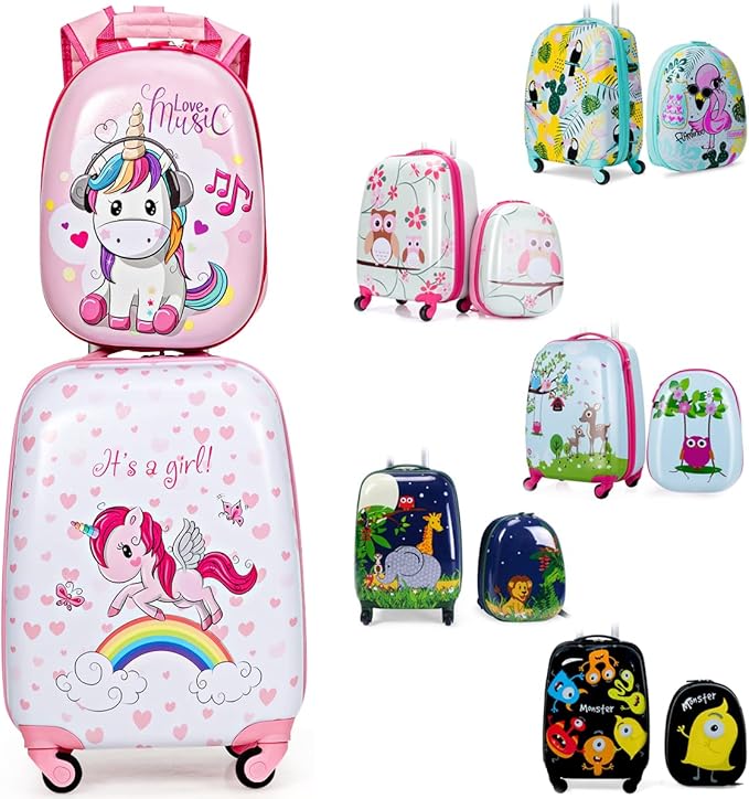 this luggage and backpack set features a hard shell, which is non-deformable, Rolling Suitcase with Spinner Wheels, Travel Rolling Luggage for Boys Girls
