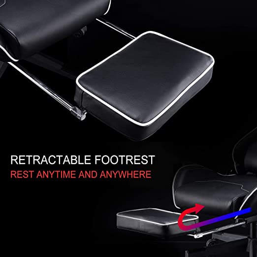 Gaming Chair Racing Style Recliner with Footrest - Pocket Spring Breathable Cushion High Back PC Computer Desk Office Chair - Lumbar Support Headrest