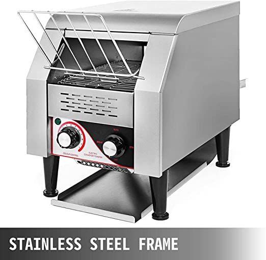 VEVOR Commercial Conveyor Toaster, 150 Slices/Hour, 1340W Stainless Steel Heavy Duty Industrial Toasters w/ 7 Speed Options, Countertop Electric Restaurant Equipment for Bun Bagel Bread Baked Food