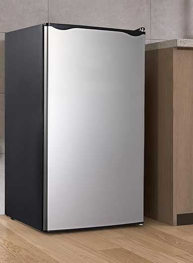 mini fridge measures 18.5W * 17.52D * 32.87H inches and offers a 3.2 Cu.Ft capacity, including 2.9 Cu.Ft cold and 0.3 Cu.Ft freezer, Mini Fridge with Freezer, Single Door Compact Refrigerator