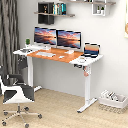 Standing Desk with Splicing Top for Home Office,Electric Height Adjustable
