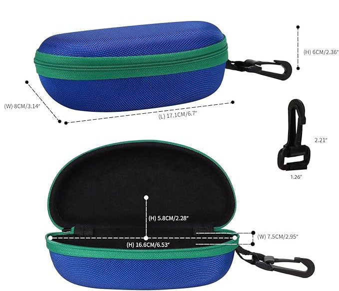 A carabiner-style keychain clip conveniently attaches the glasses case to your handbag, backpack or tote bag to carry your reading glasses,  3 Pieces Portable Hard Shell Sunglasses Case