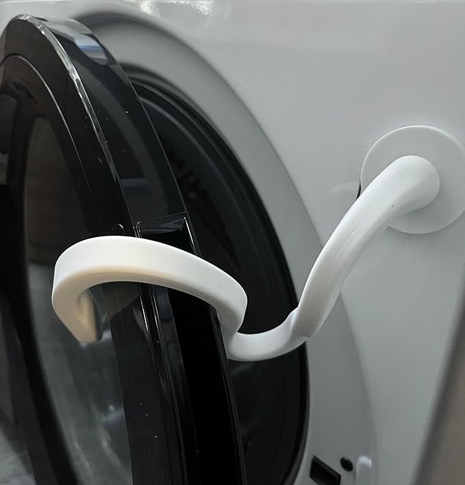 Rubber-covered magnet and hose prevent rust and scratches,Machine Door Holder, Keeps Washer Door Open