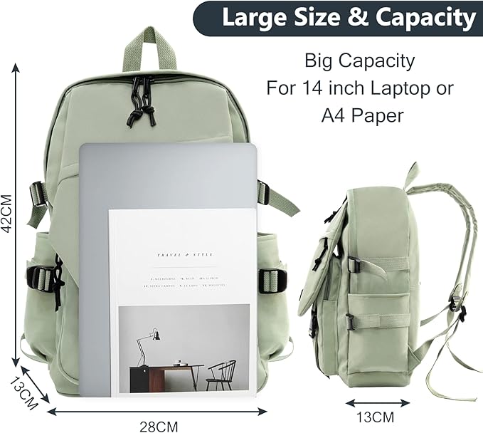 this school bag has two padded shoulder straps that can be adjusted to the right length for your height and weighs just 0.55kg, Lightweight Backpack Book Bag Water-Resistant Casual Daypack Laptop Travel Carry On Backpack