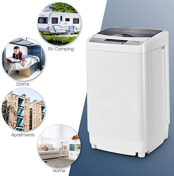 Full-Automatic Washing Machine Portable Compact 1.34 Cu.ft Laundry Washer Spin with Drain Pump