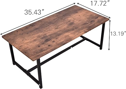 Coffee Table, Living Room Table, Metal Frame, Industrial Style, Rustic Brown and Black