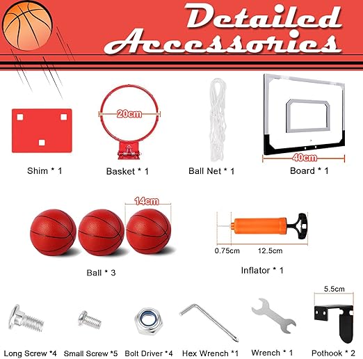 3 mini basketballs, this basketball hoop set allows you to play mini basketball games with friends and family at parties, Mini Basketball Hoop & Balls Net Over The Door Room Basketball