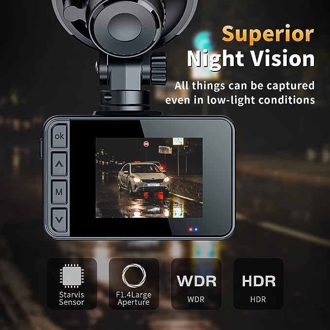 Loop Recording, Support 256GB , WiFi with App Control, Front and Rear