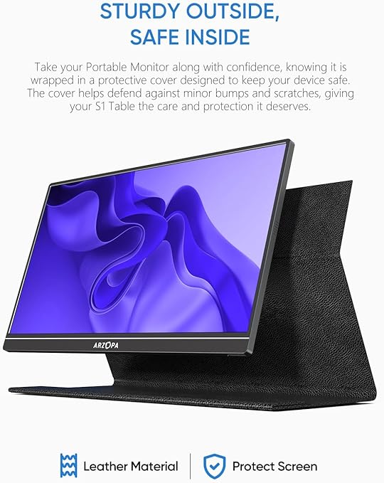 15.6-inch display, the screen features 1080P, FHD,IPS and anti-glare display. Laptop Monitor USB C HDMI Computer Display HDR Eye Care External Screen w/Smart Cover for PC Mac Phone Xbox Switch PS5 - S1 Table