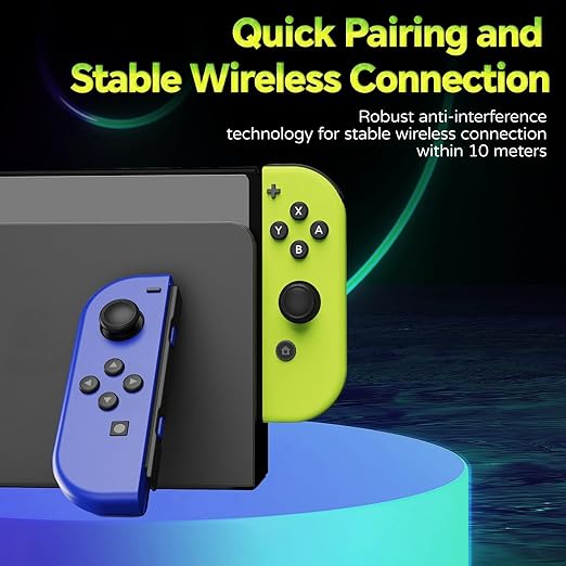 This wireless switch controller uses powerful anti-interference technology to maintain a stable connection within a 10-meter range, Wireless Switch Controllers Left and Right Support Vibration/6-Axis Gyroscope/Screenshot and Wake-up Function