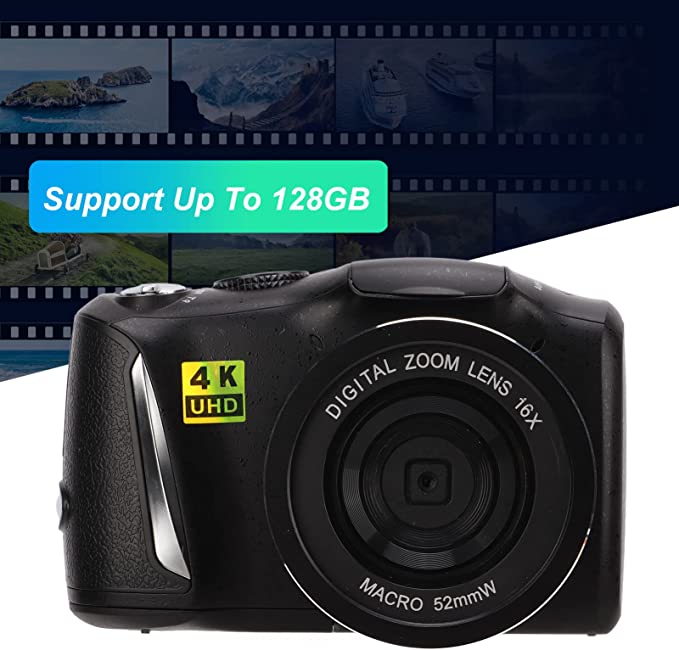 4K Digital Camera, 48MP HD Digital Video Camera Camcorder with 3.2in IPS Screen, 16X Digital Zoom Vlog Camera, for Photography