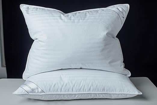 100% Cotton Supportive Bed Pillow Stripe White Color Queen Size 20x30 inch