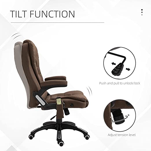 Office Desk Chair with Massage Lumbar Support, Vintage Style Armchair PU Leather E-Sports Chair with Retractable Footrest