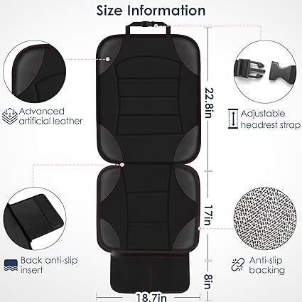 Non-Slip Backing with Mesh Pockets, Waterproof seat Protectors for Vehicles, Car Seat Protector, Seats Protector with Leather and Fabric Padding