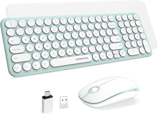 Simply insert the ONLY ONE nano USB receiver (stored inside keyboard, Keyboard Retro Round Keycap - 2.4GHz Ultra-Slim Quiet Aesthetic Keyboard for Laptop iMac Windows Computer