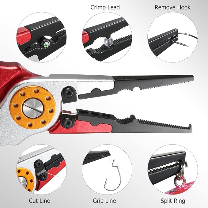 Braid Cutters Split Ring Pliers Hook Remover Fish Holder, Fish Lip Gripper with Fly Fishing, Provided lanyard prevent the gripper from missing easily.