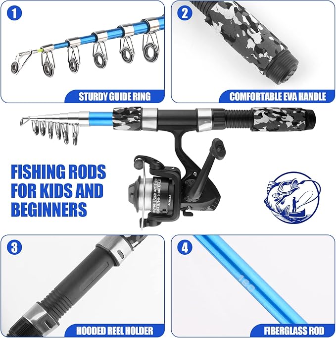 portable, very convenient to carry around.Small body, high strength, Fishing Pole Fishing Rod and Reel Combos,