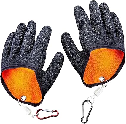 fishing gloves, with good toughness and abrasion resistance,Fisherman Professional Catch Fish Gloves Cut&Puncture Resistant with Magnetic Hooks
