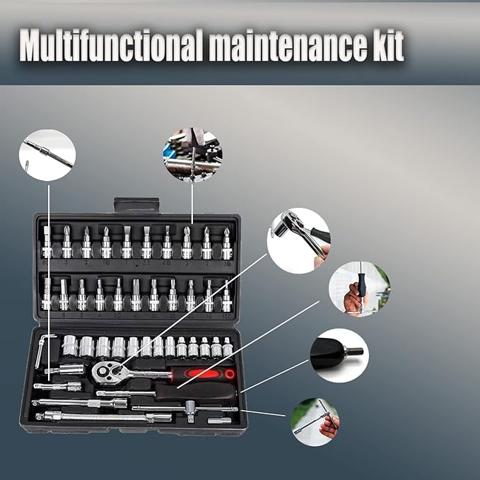 Tools Kit for Automotive Repair & Household, Metric Socket Set with Storage Case