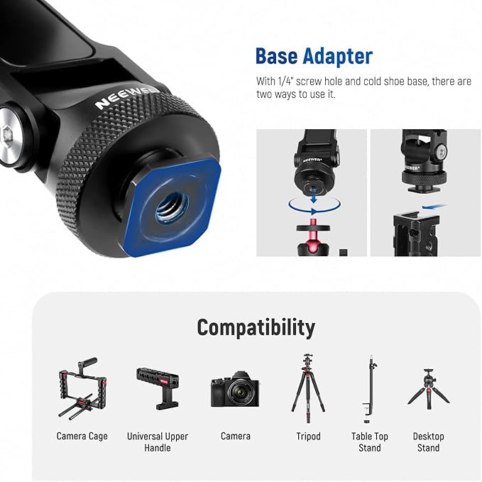 horizontal 360° rotatable metal smartphone mount adapter with a 1/4