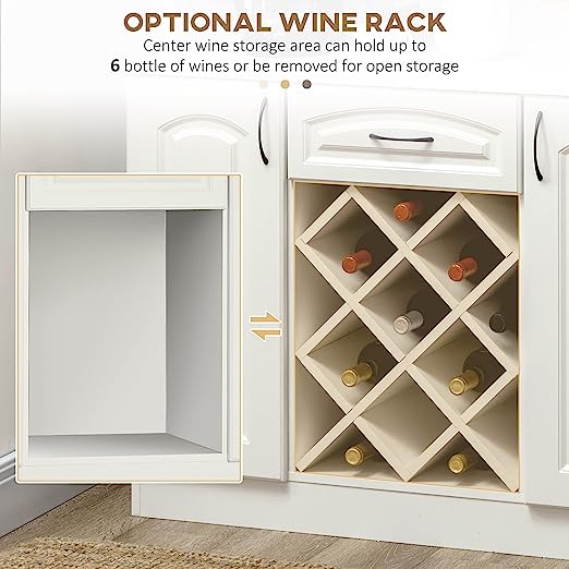 Door Cabinets, and 6-Bottle Wine Rack,  Kitchen Pantry, Buffet with Hutch, Cupboard for Microwave