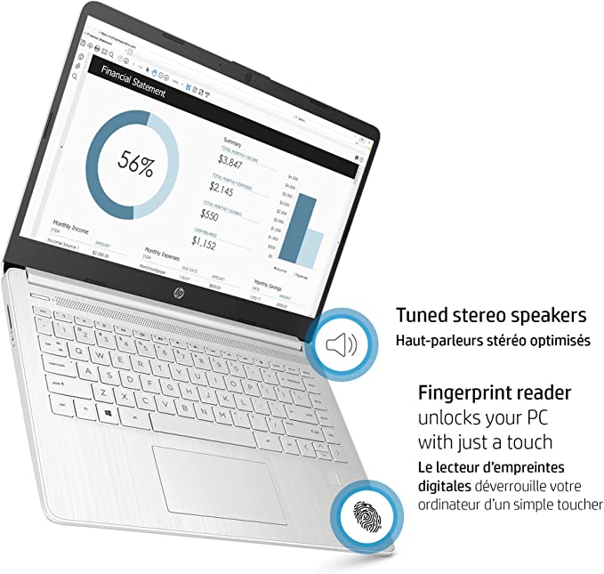 HP Laptop 14 inch, Intel® Core™ i3-1125G4 Processor, Intel® UHD Graphics, 4 GB DDR4-2666 MHz RAM, Windows 10 Home (14-dq2020ca, 2021 Model), Mineral Silver